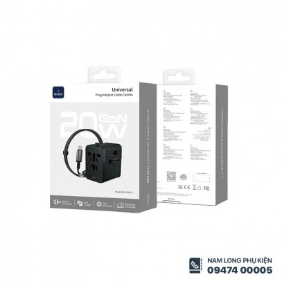Củ sạc du lịch đa năng 20W kèm cáp WiWU UA013