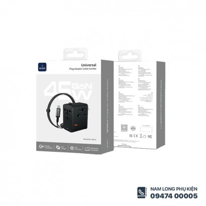 Củ sạc du lịch đa năng 45W kèm cáp WiWU UA014