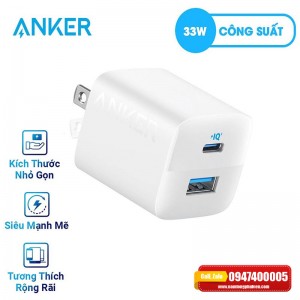 Củ sạc nhanh 33W ANKER 323 A2331 - USB, Type C 20w PD 3.0 PPS QC 3.0