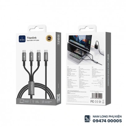 Cáp sạc 3in1 66W Titanlink WiWU