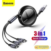 Cáp dây rút, sạc nhanh 3 đầu Baseus Bright Mirror 3 in 1 Retractable 100W (Type C to Type C/ Lightning/ Micro USB , PD Quick charge Cable)