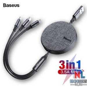 Cáp sạc Baseus Fabric 3in1 Flexible cuộn tròn Cáp sạc Baseus Fabric 3in1 Flexible cuộn tròn