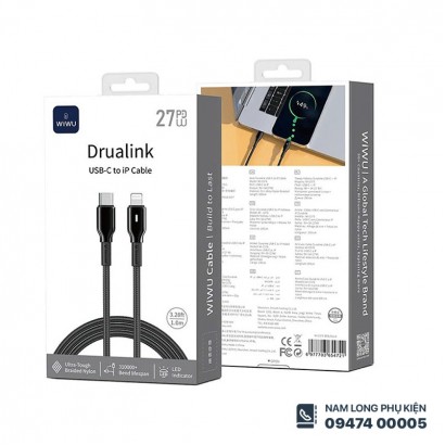 Cáp sạc Lightning 27W WiWU Drualink C076