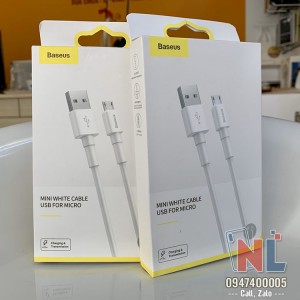 Cáp sạc Micro Baseus trắng trơn 2.4A Cáp sạc Micro Baseus trắng trơn 2.4A