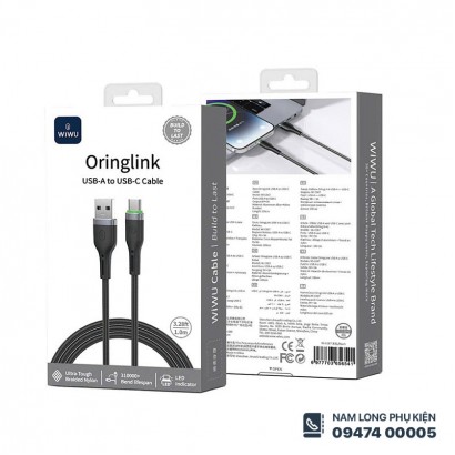 Cáp sạc USB A sang USB C WiWU OringLink C067 9V 3A