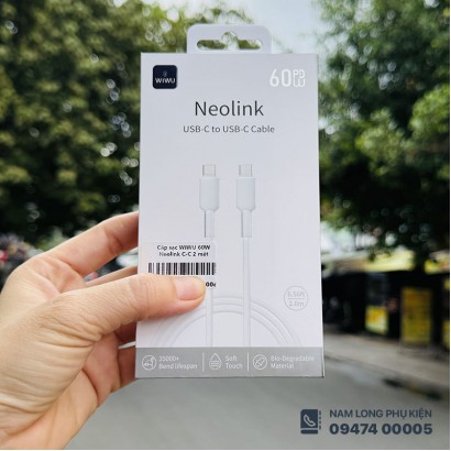 Cáp sạc Type C to Type C 60W WiWU Neolink 