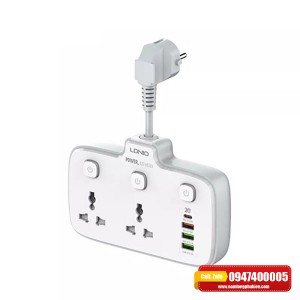 Ổ cắm LDNIO SC2413 - 02 chấu + 03 cổng USB-A + 01 cổng Type-C - Chuẩn chân cắm EU Ổ cắm LDNIO SC2413 - 02 chấu + 03 cổng USB-A + 01 cổng Type-C - Chuẩn chân cắm EU