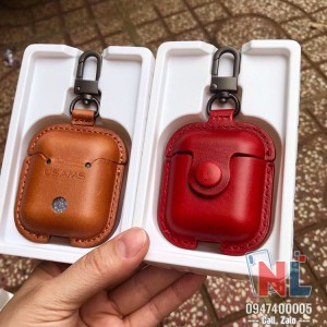 Ốp lưng da thật bảo vệ Airpods chính hãng Usams Ốp lưng da thật bảo vệ Airpods chính hãng Usams