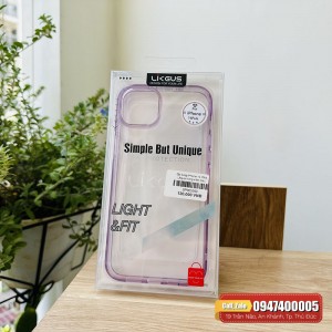 Ốp lưng iPhone 14 Plus Likgus trong viền màu tím