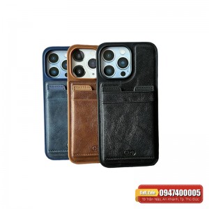 Ốp lưng da iPhone 14 Pro Max HDD có nhét thẻ Ốp lưng da iPhone 14 Pro Max HDD có nhét thẻ