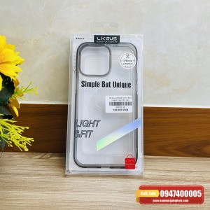 Ốp lưng iPhone 14 Pro Max Likgus trong viền màu đen