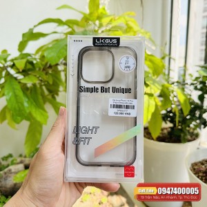 Ốp lưng iPhone 14 Pro Likgus trong viền màu đen