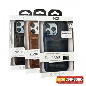 Ốp lưng da iPhone 15 Pro Max HDD có nhét thẻ Ốp lưng da iPhone 15 Pro Max HDD có nhét thẻ