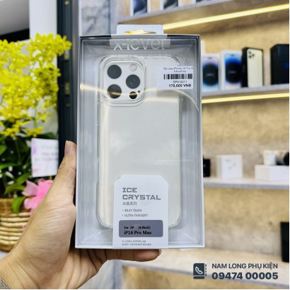 Ốp lưng iPhone 16 Pro Max trong suốt X-level Ice Crystal