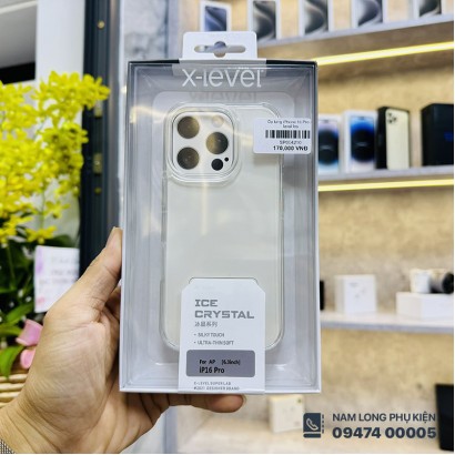 Ốp lưng iPhone 16 Pro trong suốt X-level Ice Crystal