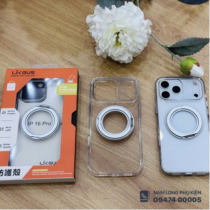 Ốp lưng iPhone 17 series Likgus Stand Magsafe trong suốt 