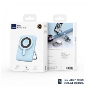 Sạc Dự Phòng Không Dây 3in1 WiWU Elite Wi-P018 Cho IPHONE 15W, AW 2.5W, AP 5W, 10.000mAh, Tích Hợp Chân Đế