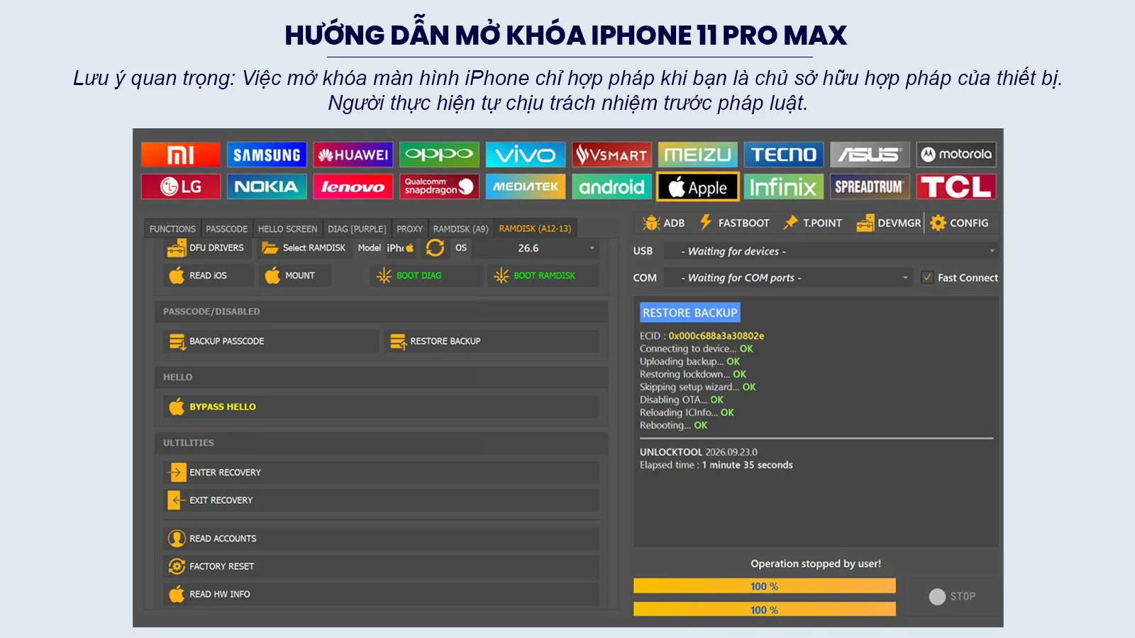 Hướng Dẫn Bypass iPhone 11 Pro Max Chi Tiết Bằng UnlockTool & PICO DFU B4
