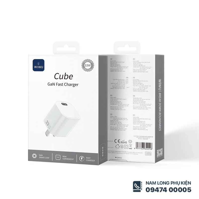 Củ sạc nhanh WiWU 33W Cube GaN