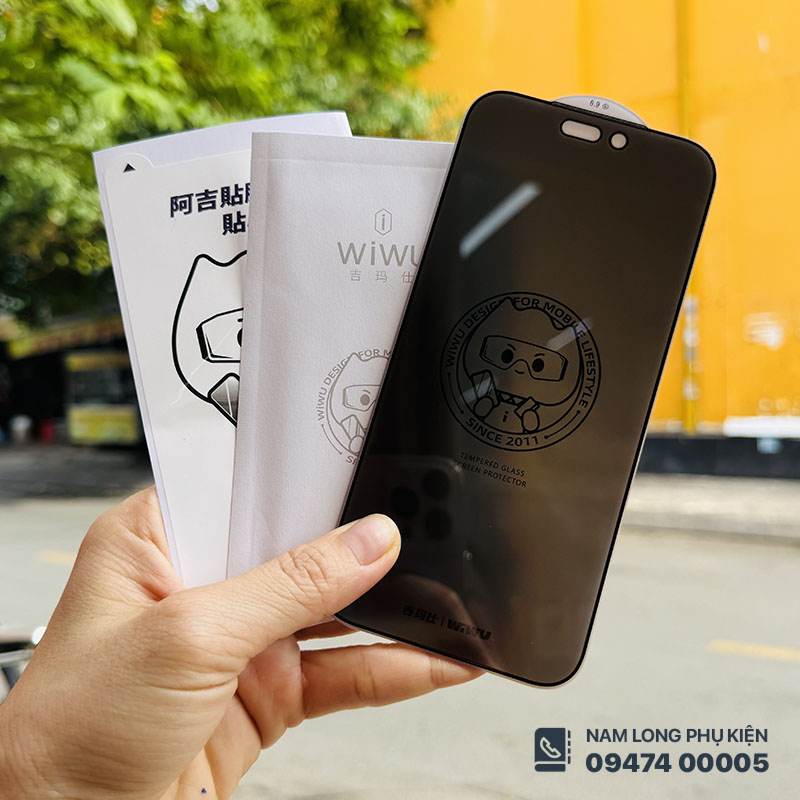 Cường lực iPhone 17 Pro chống nhìn trộm WiWU chính hãng