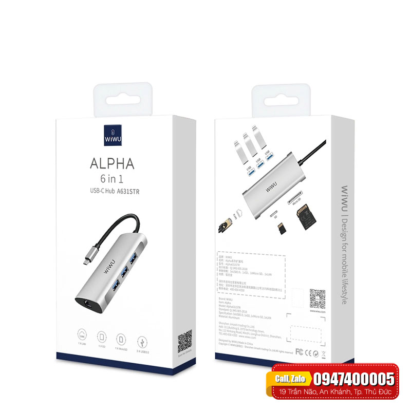 Hub chuyển đổi WiWu Alpha 6in1 A631STR