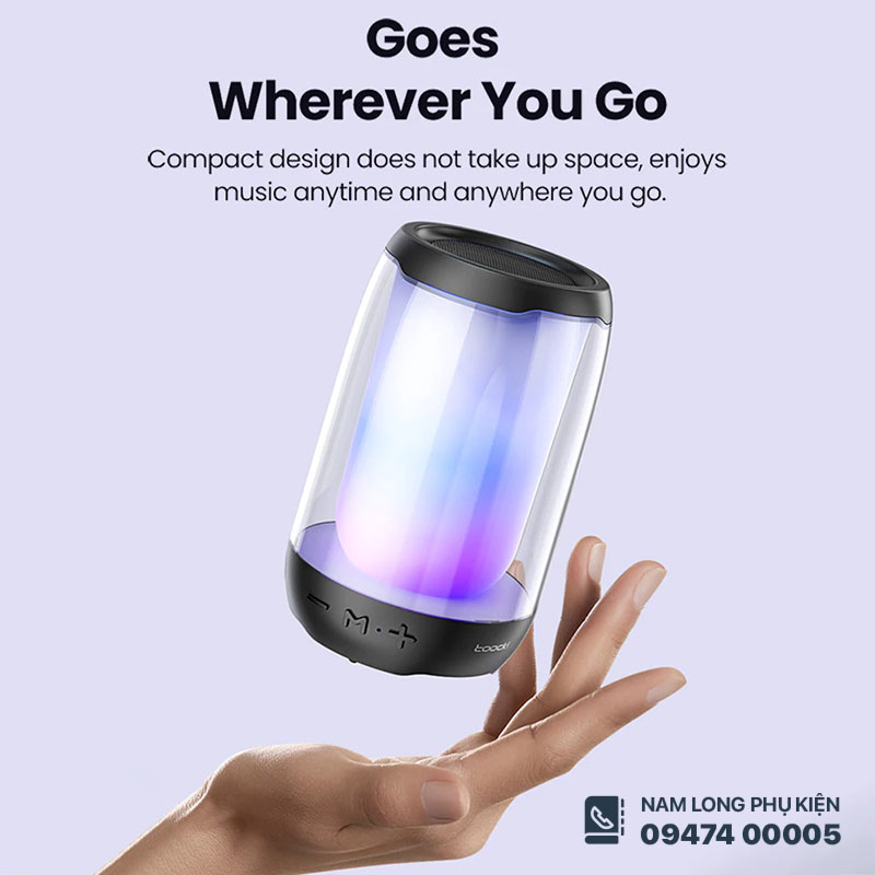 Loa Bluetooth Toocki ánh sáng nhiều màu, âm thanh nổi