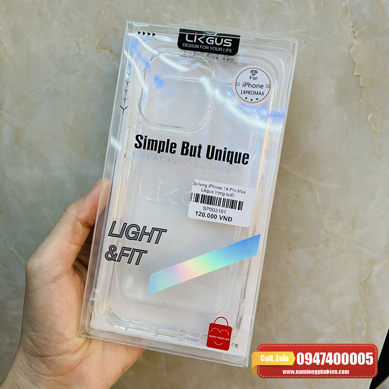 Ốp lưng iPhone 14 Pro Max Likgus trong suốt chính hãng