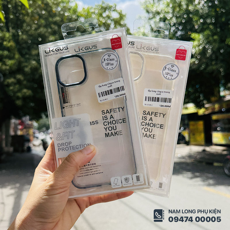 Ốp lưng iPhone 15 Plus Likgus trong suốt chính hãng
