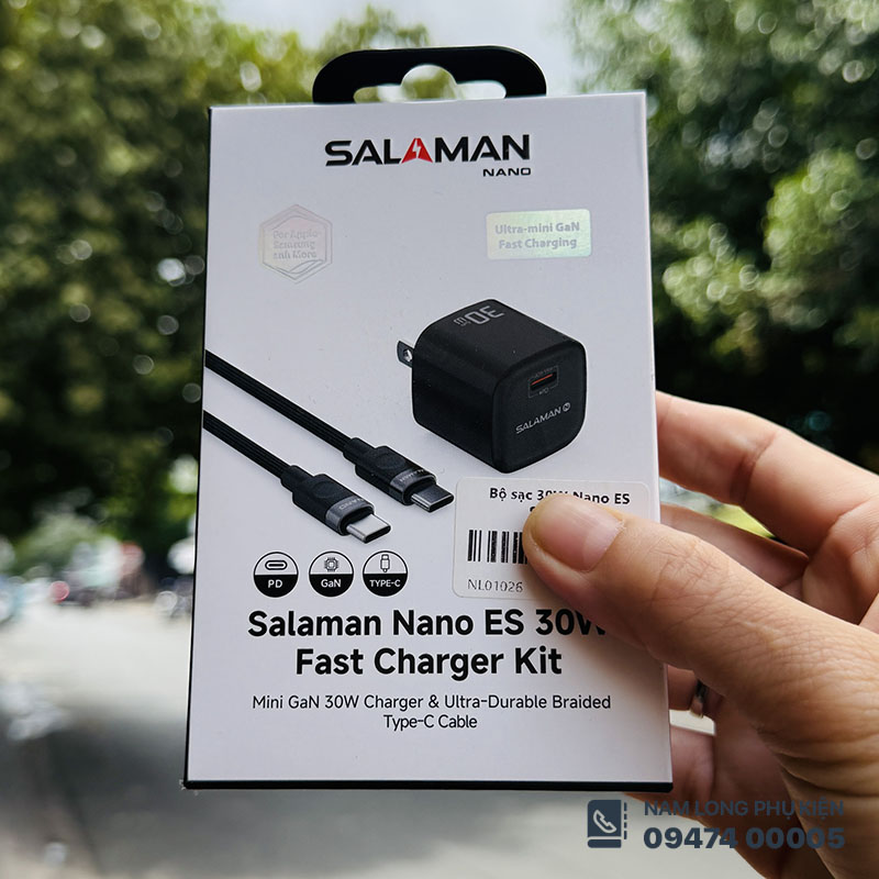 Bộ Sạc Nhanh Type-C to Type-C 30W Salaman Chính Hãng