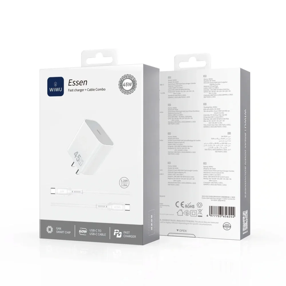 Bộ sạc nhanh 45W WiWU Essen kèm cáp C-C G024