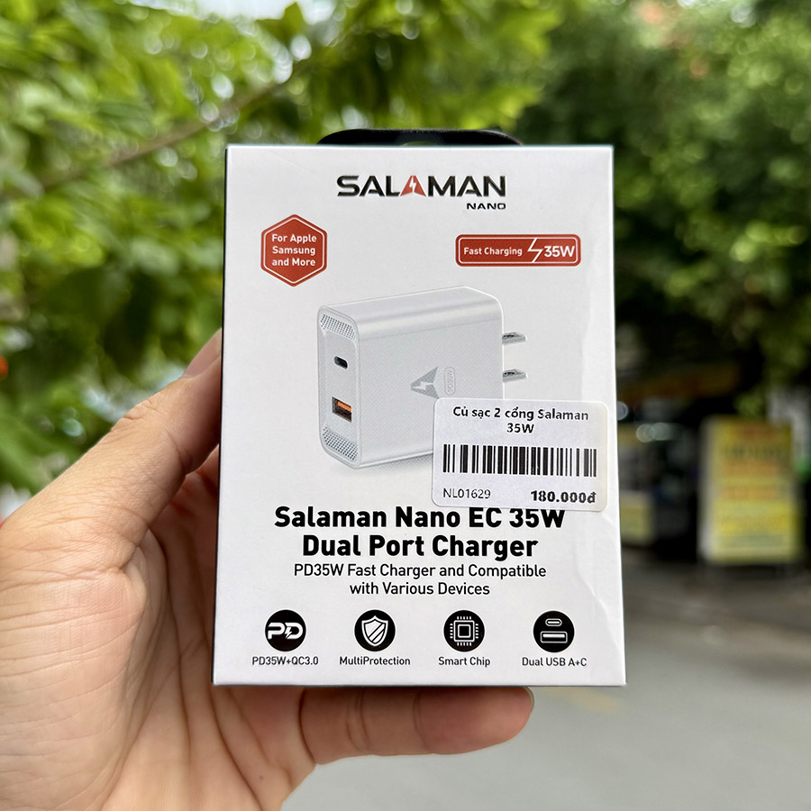 Củ Sạc Nhanh 35W 1 USB-A + 1 USB-C Salaman Chính Hãng