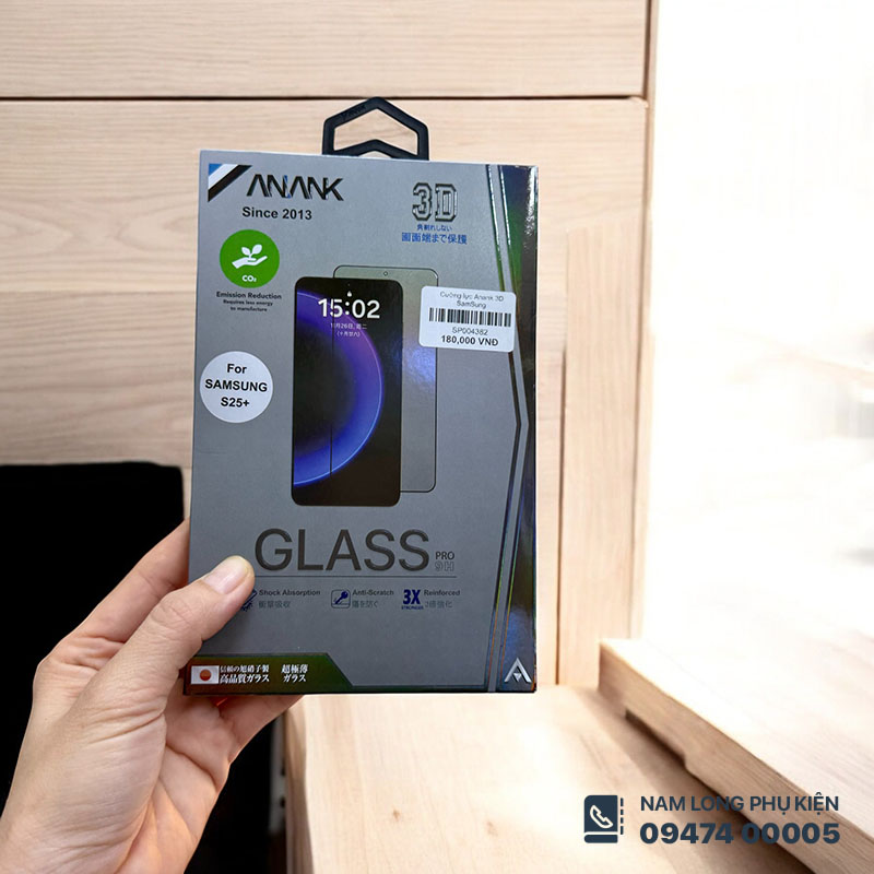 Cường lực Galaxy S25 Plus Anank 3D trong suốt