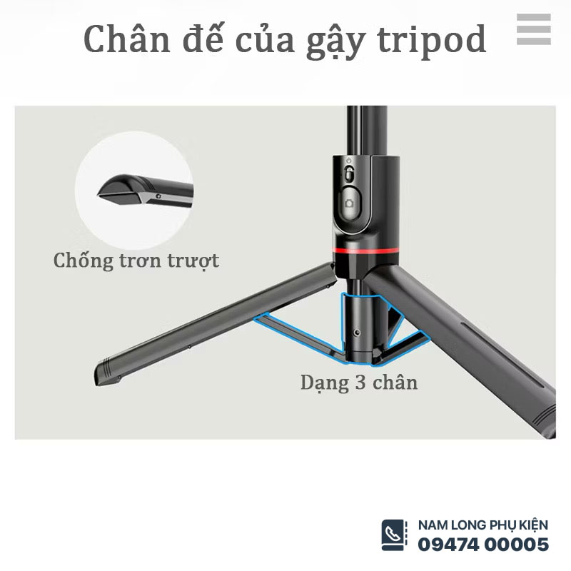 Gậy selfie bluetooth L12 dài 1066mm