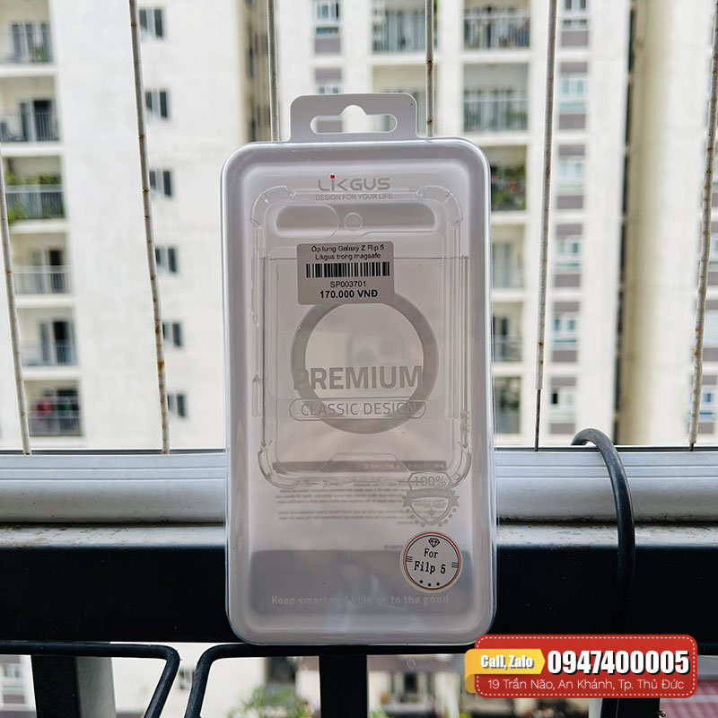 Ốp lưng Galaxy Z Flip 5 Likgus trong suốt có sạc không dây
