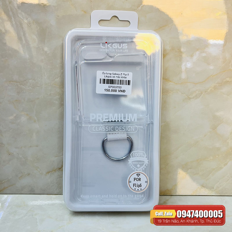 Ốp lưng Galaxy Z Flip 5 Likgus trong có ring