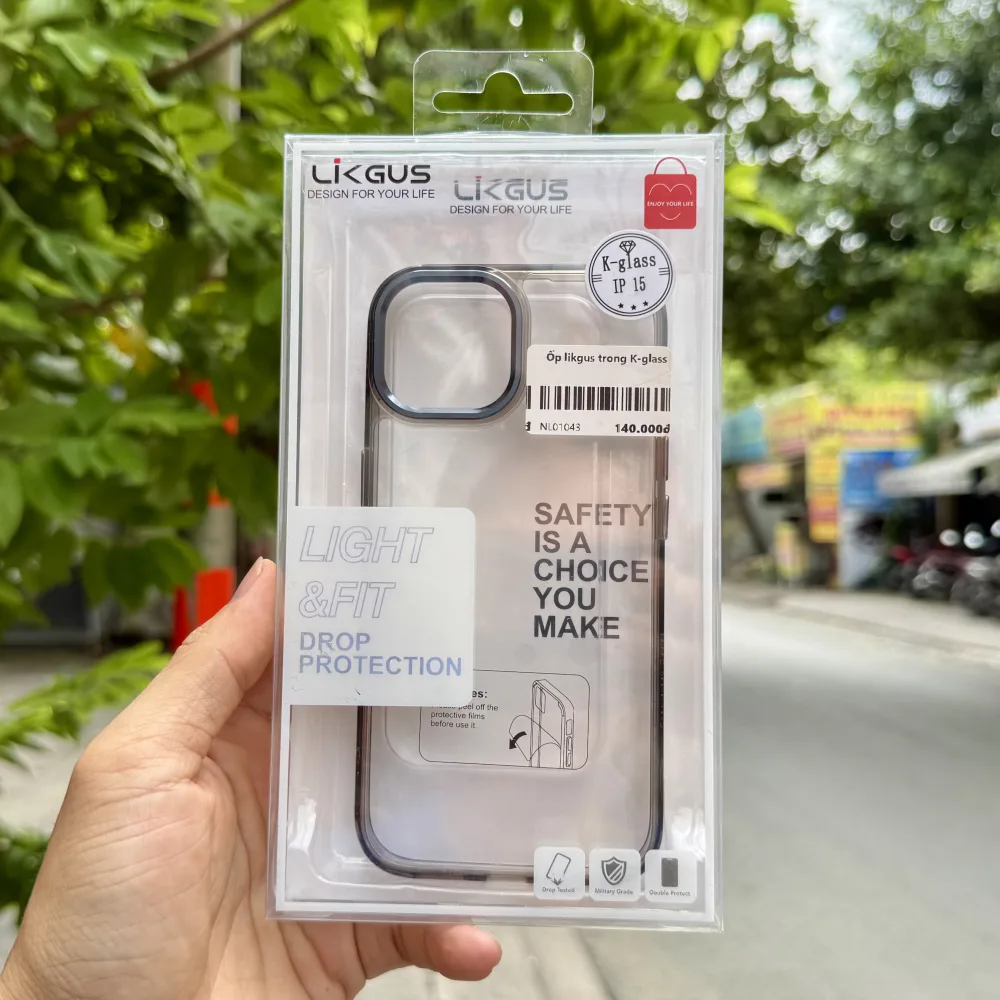 Ốp Lưng iPhone 15 Likgus K-Glass Viền Màu, Nút & Camera Kim Loại Chính Hãng