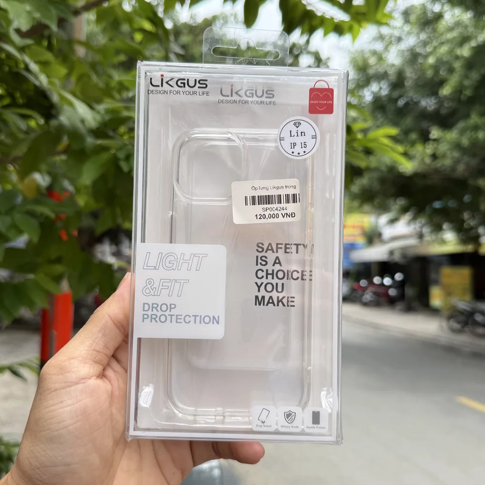 Ốp lưng iPhone 15 Likgus trong suốt chính hãng