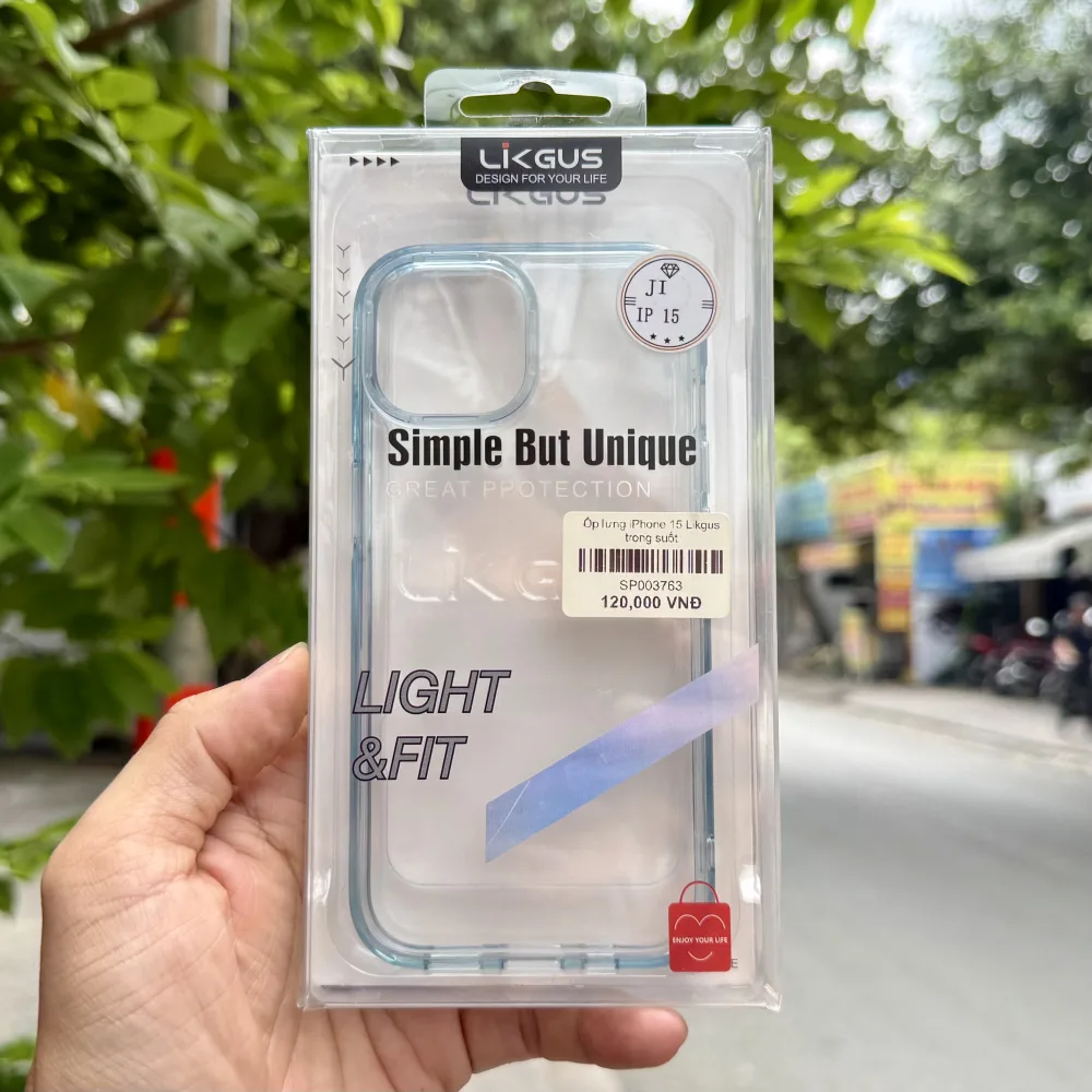 Ốp lưng iPhone 15 Likgus trong viền màu