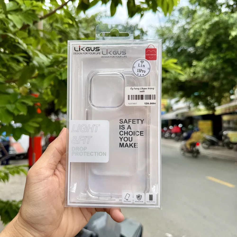 Ốp lưng iPhone 15 Pro Likgus trong suốt chính hãng