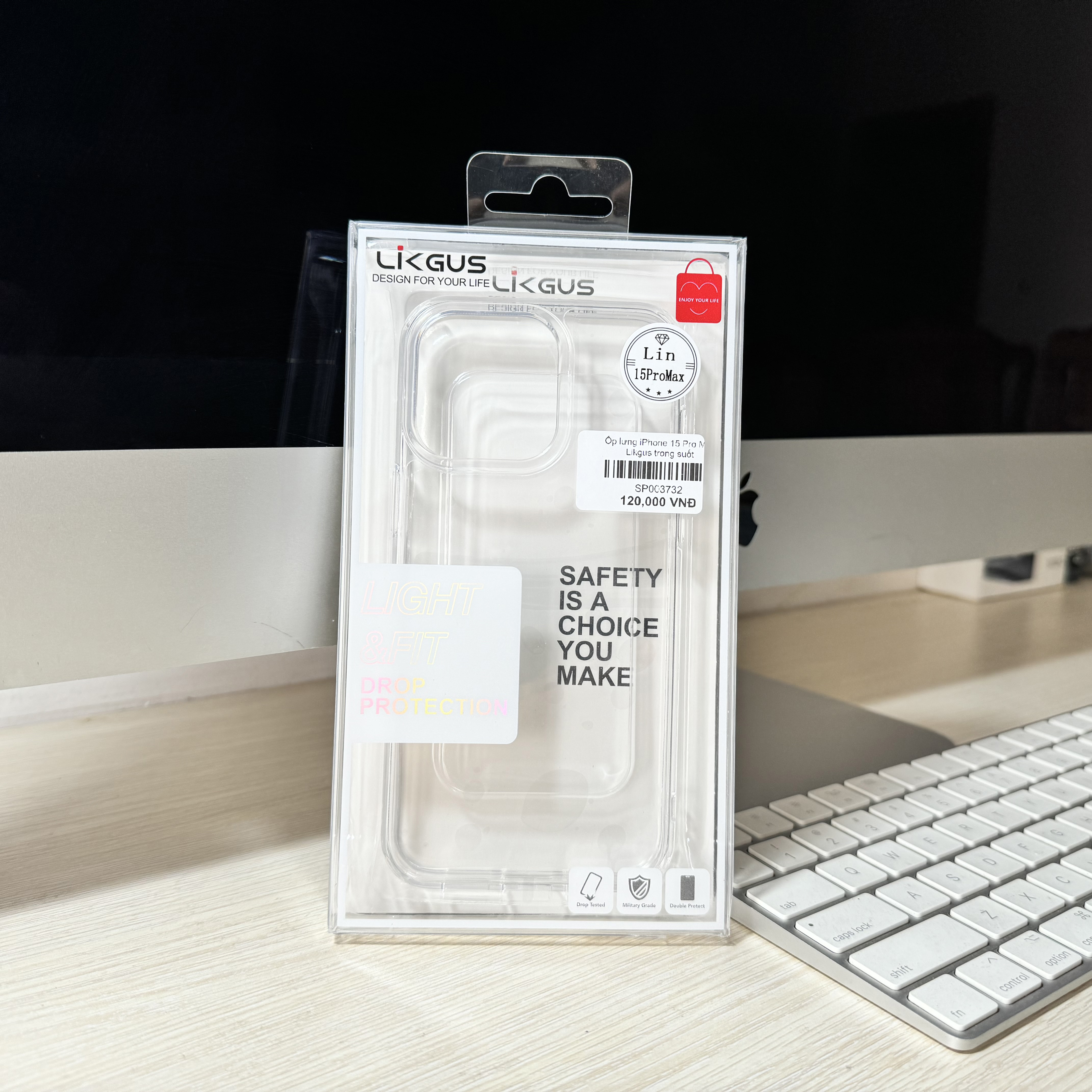 Ốp lưng iPhone 15 Pro Max Likgus trong suốt chính hãng