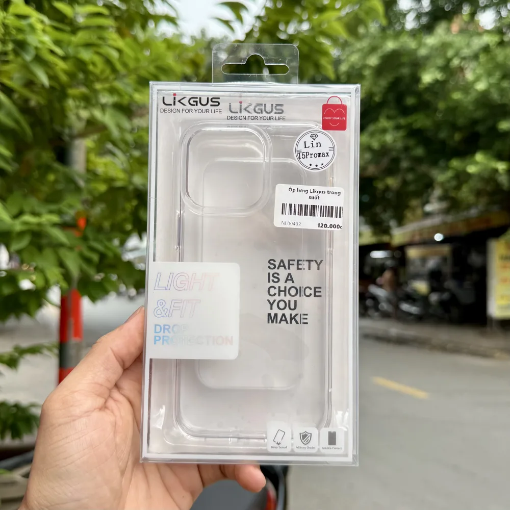 Ốp lưng iPhone 15 Pro Max Likgus trong suốt chính hãng