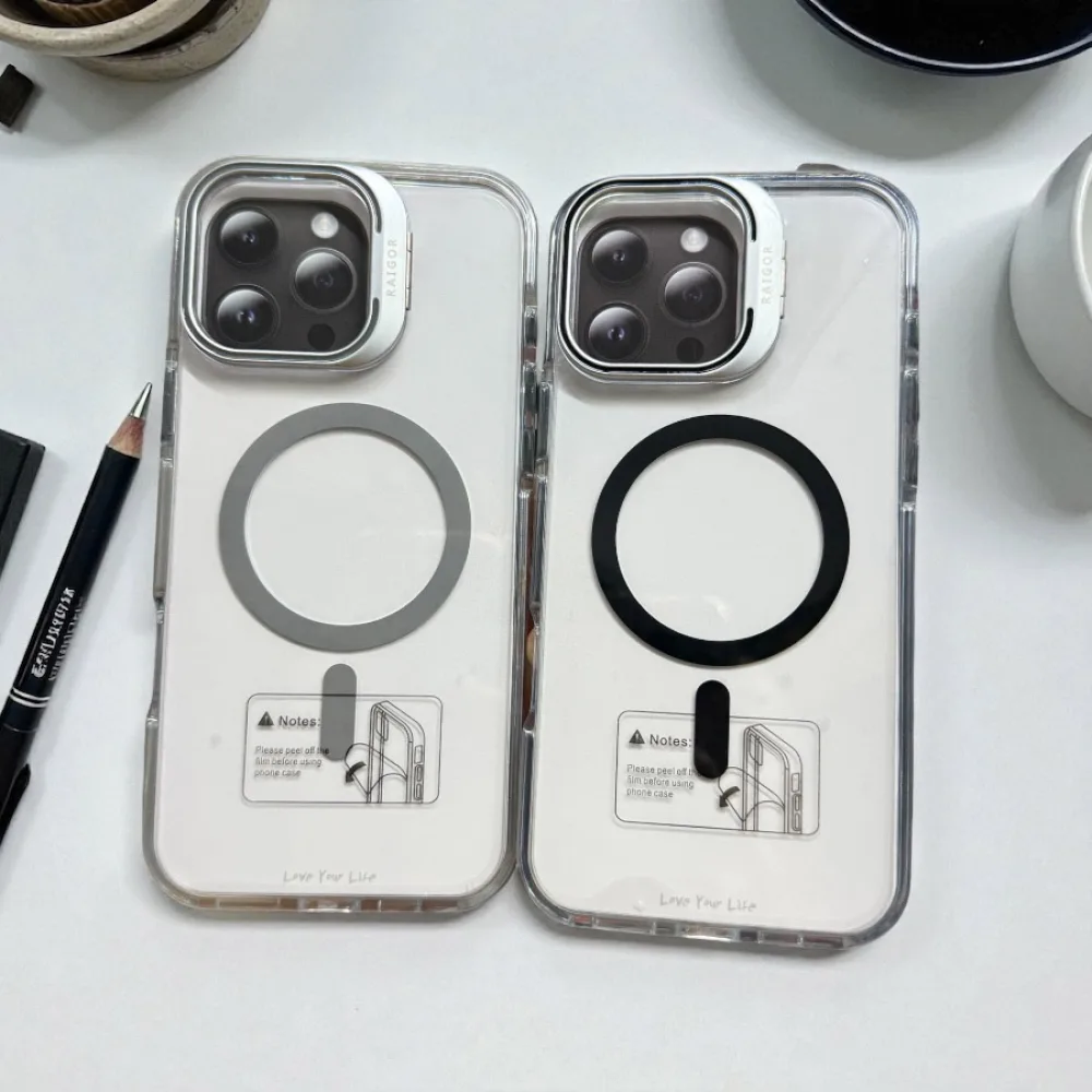 Ốp lưng iPhone 16 Pro Max trong suốt Raigor có giá đỡ