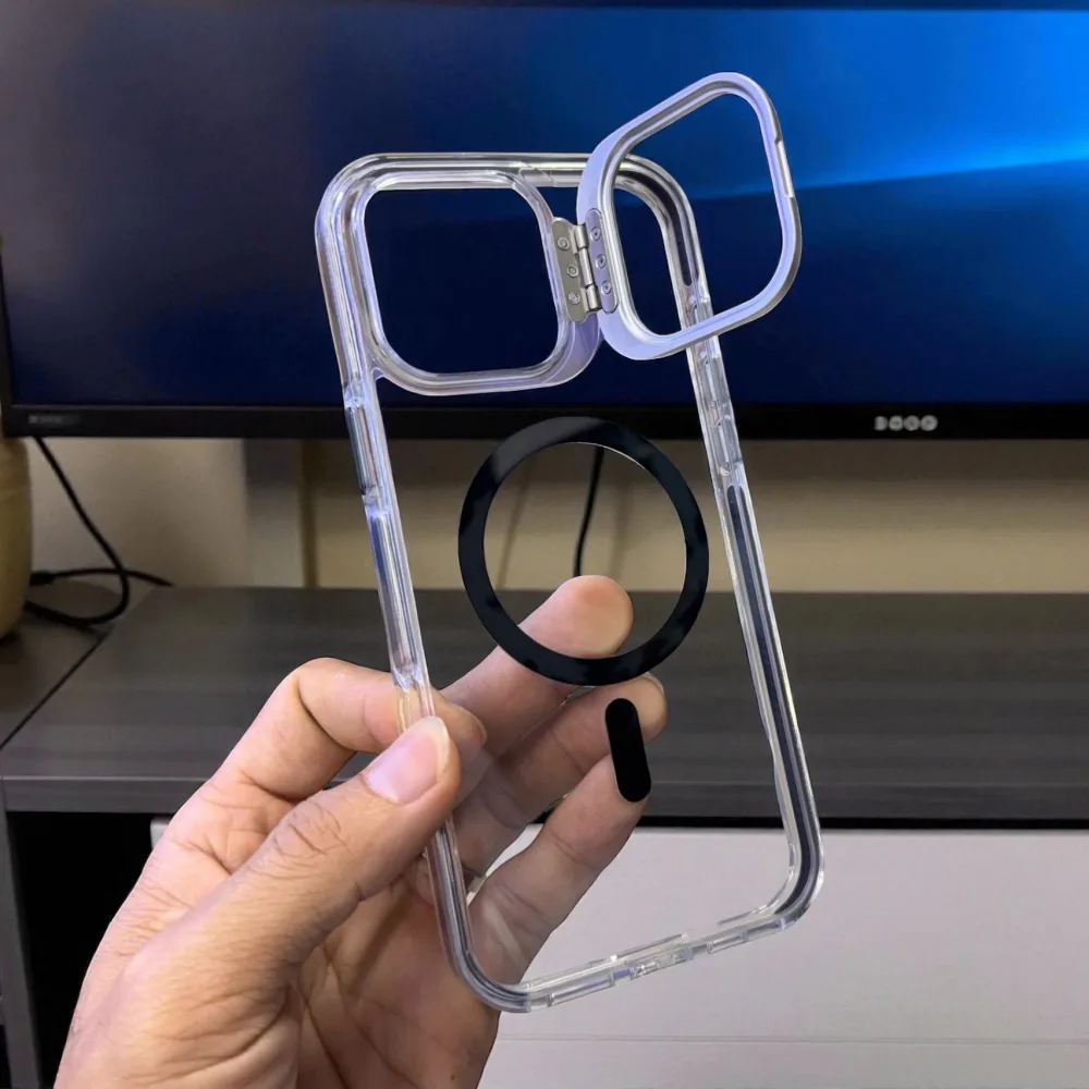 Ốp lưng iPhone 16 Pro Max trong suốt Raigor có giá đỡ