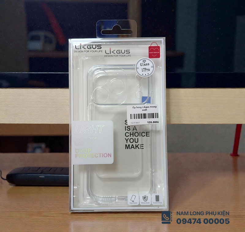 Ốp lưng iPhone 17 Pro/ 18 Pro trong suốt Likgus