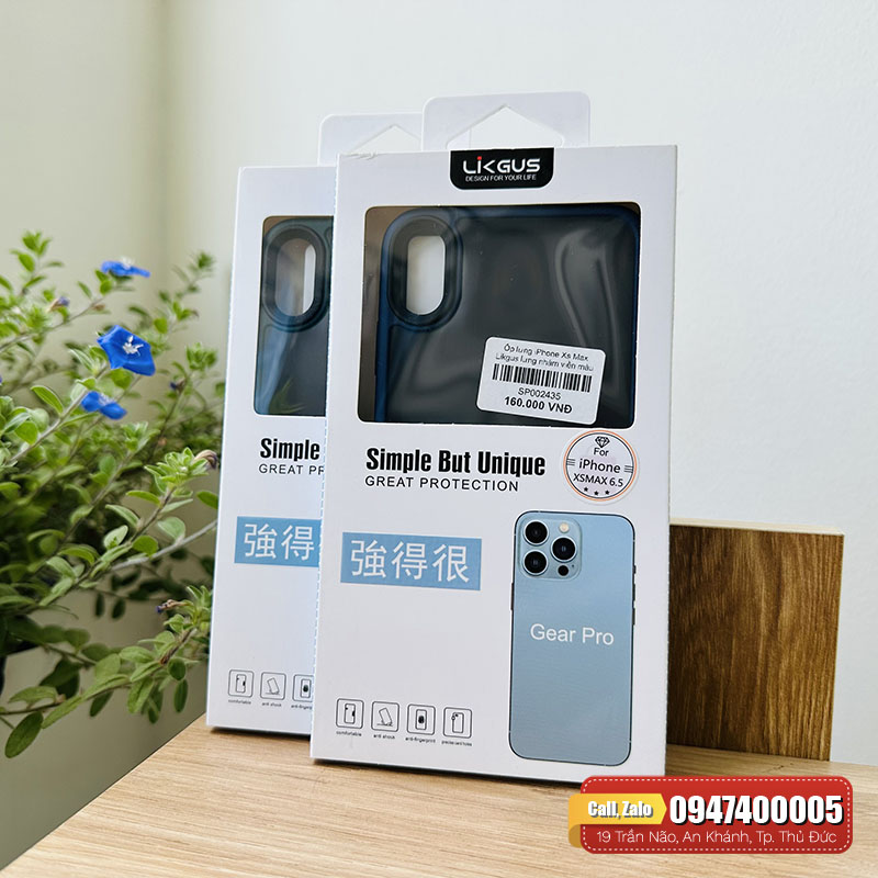 Ốp lưng iPhone Xs Max Likgus lưng nhám chống sốc tốt