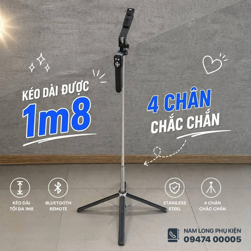 Gậy chụp hình Selfie Stick P180TK dài 1m8