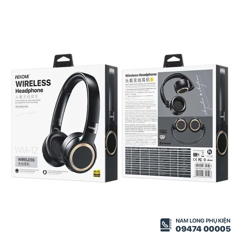 Tai nghe chụp tai Bluetooth Wekome WM-12