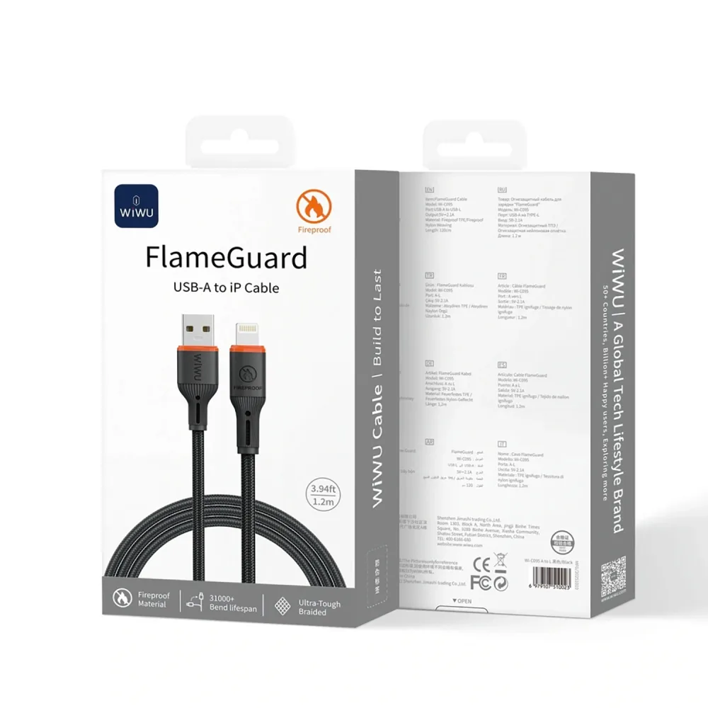 Cáp sạc chống cháy iPhone WiWU FlameGuard C095