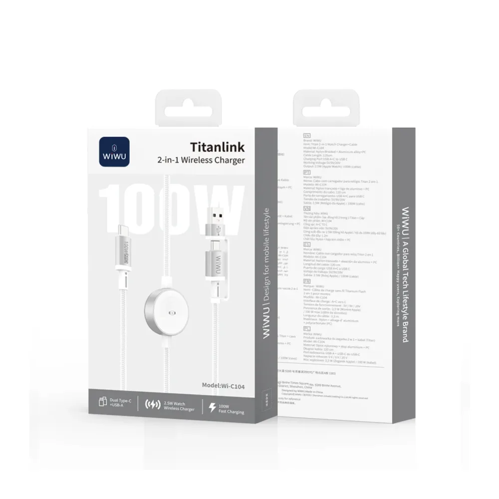 Cáp sạc 2in1 Apple Watch WiWu Titanlink Wireless