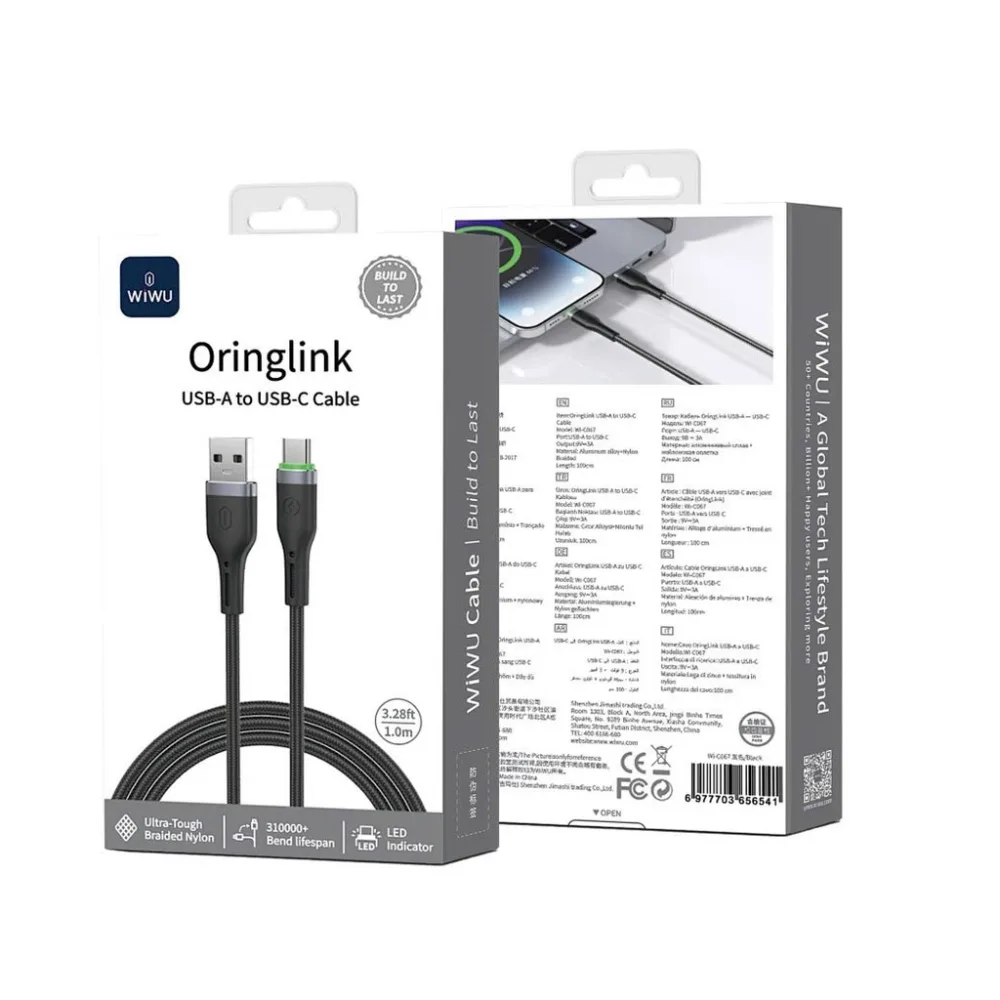Cáp sạc USB A sang USB C WiWU OringLink C067 9V 3A